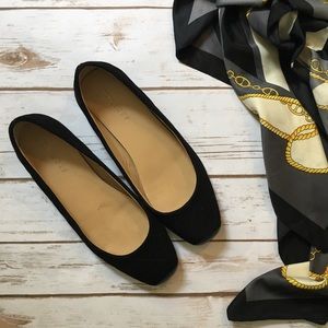 TALBOTS Quilted Black Suede Ballet Flat 9.5M